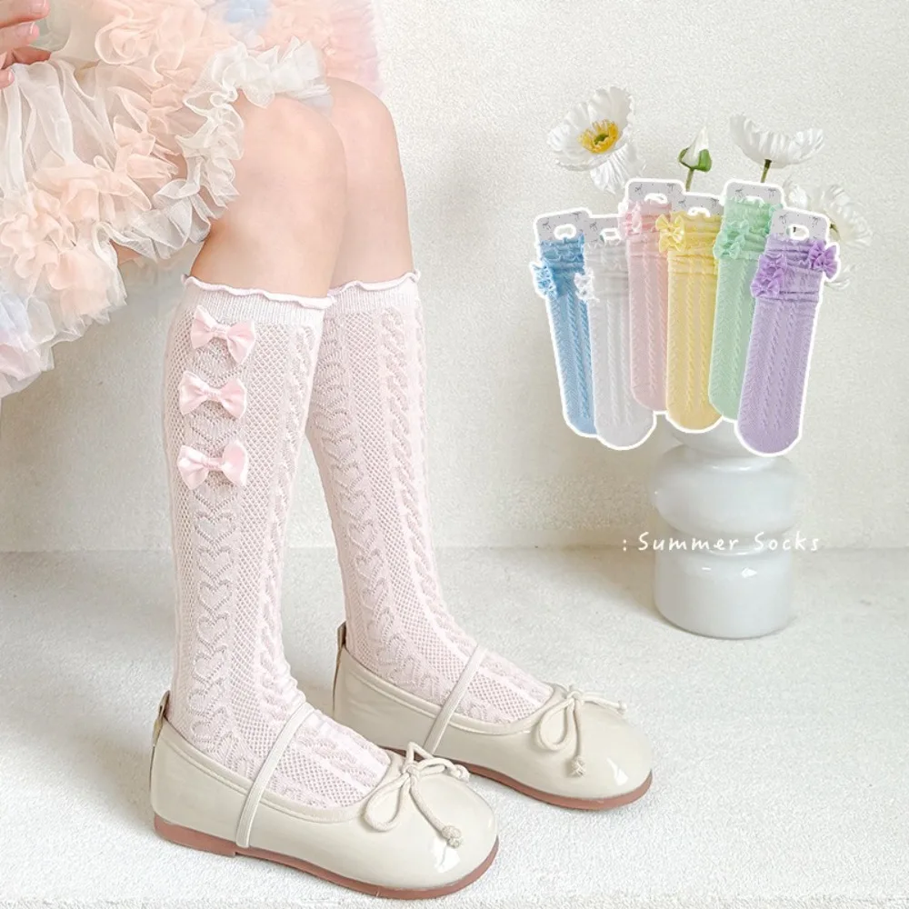 

New Lolita Leg Covers Ballet Style Lace Pile Sock Breathable Bow Middle Tube Socks Girl