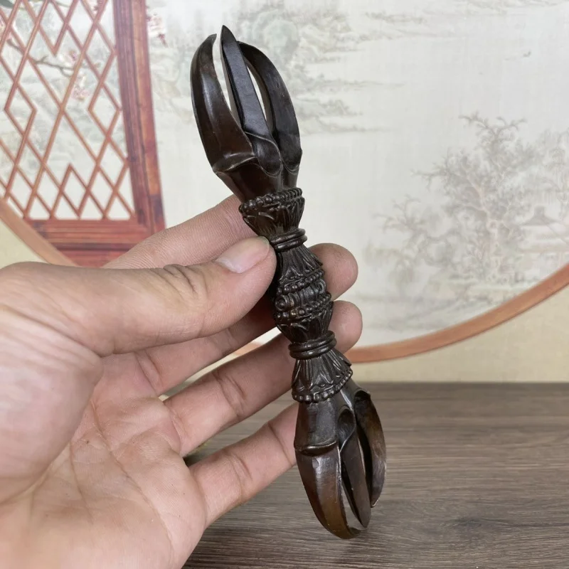 Antique Alloy Three-Pronged Vajra Three-Pronged Diamond Vajra Home Decorative Craft Three-Pronged Vajra