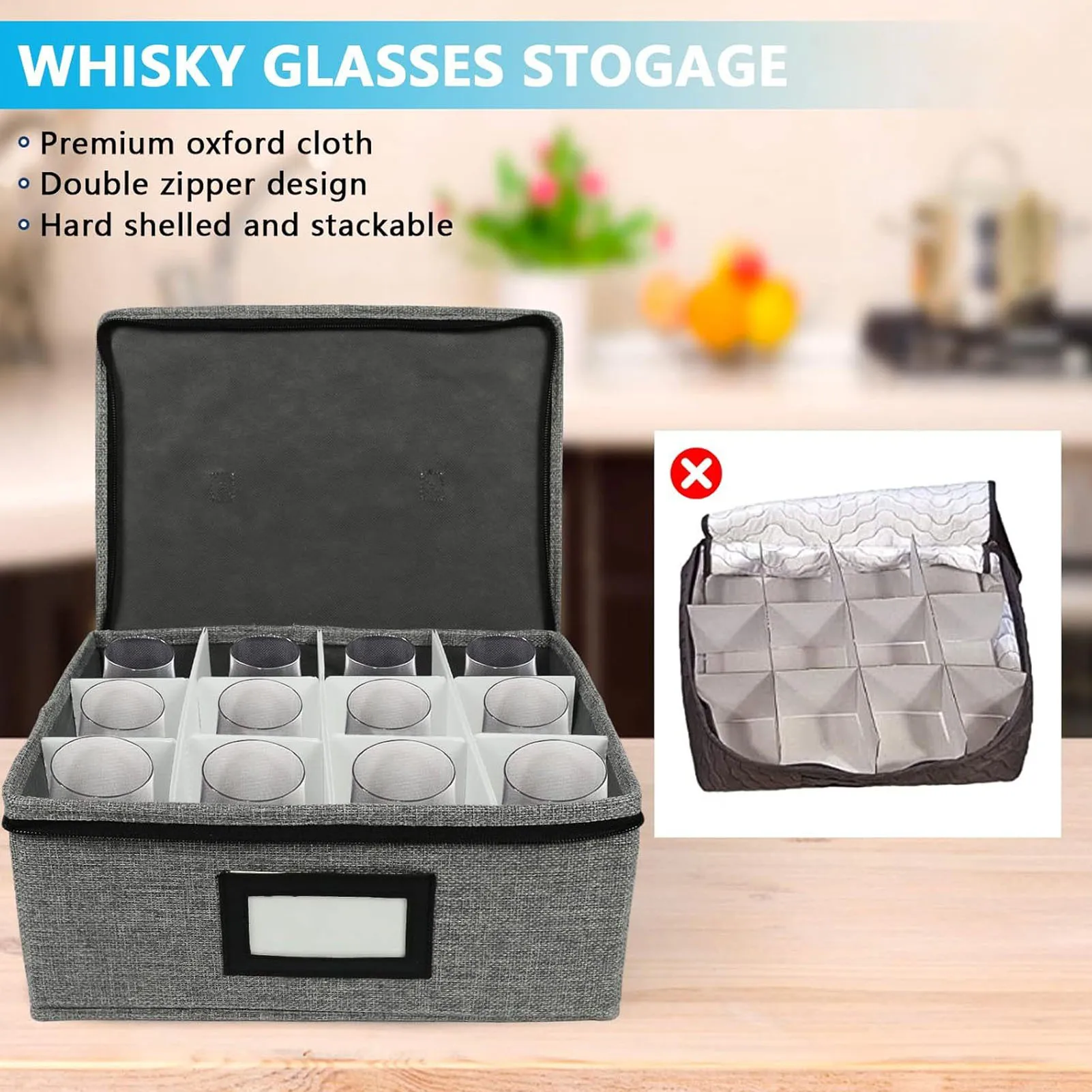 Wine Glass Storage Box Multifunctional Oxford Cloth 12 Whisky Glasses Storage Box for Home