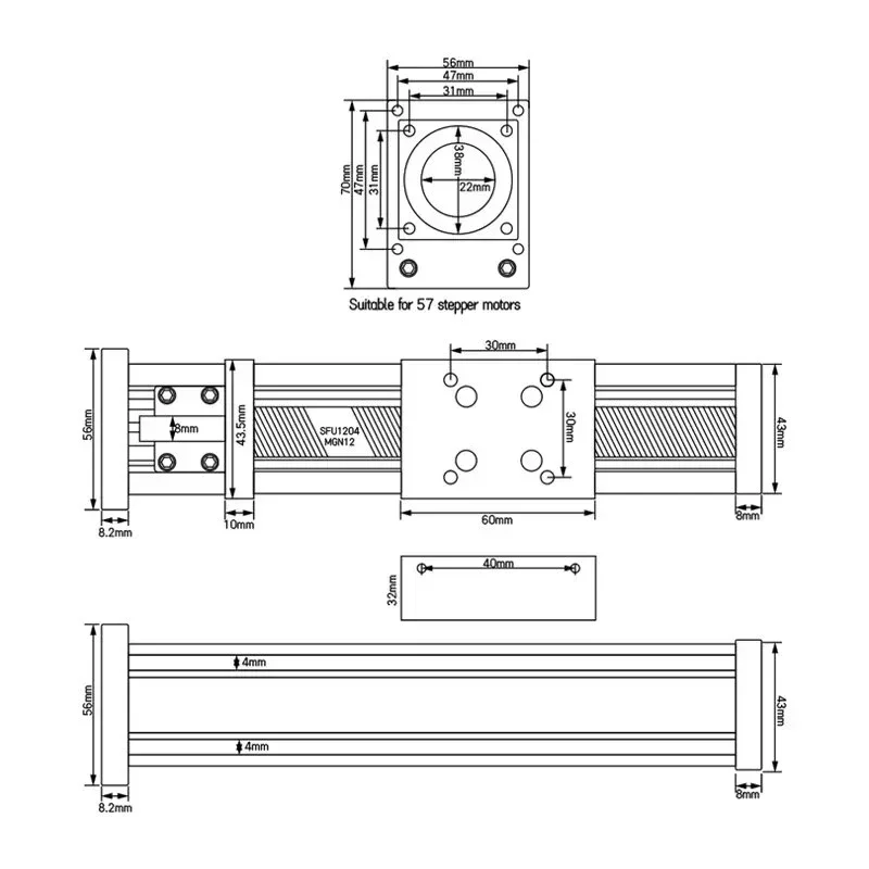 GX1204 Mini Actuator Linear Module Stage With MGN12 Rail Fit Nema 17 23 57mm Stepper Motor For CNC 3D Printer Z Axis