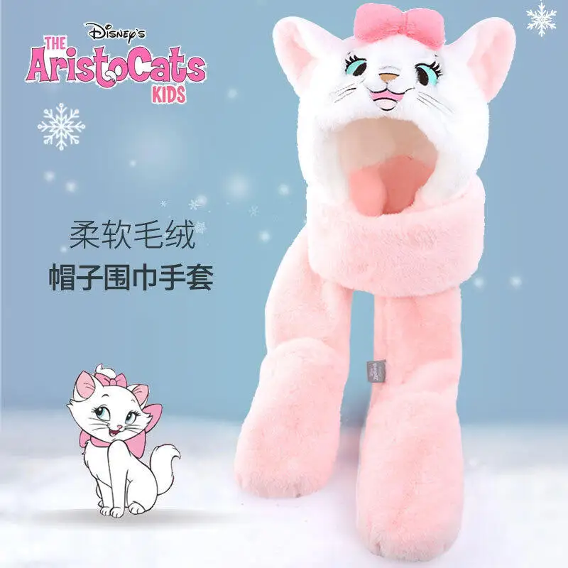 

Trendy Disney Anime Cartoon 3-In-1 Hat Scarf Gloves Fluffy Warm Winter Cozy Kids Kawaii Fashion Soft Cold Weather Accessories