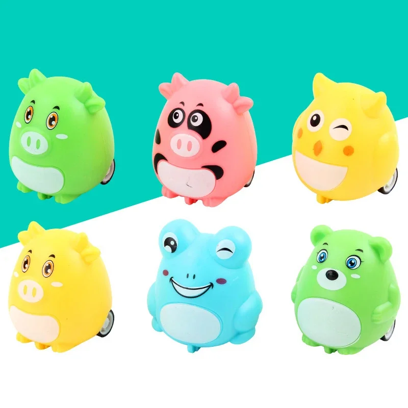 5Pcs Cartoon Mini Animal Aircraft Model Toys Cute Expression Pet Car Children's Educational Toys Kids Fun Holiday Birthday Gift