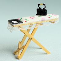 1/12 Dollhouse Ironing Board Mini Steam Iron Model DIY Accs Pretend Play Photo Props for Role Play Scene Micro Landscape