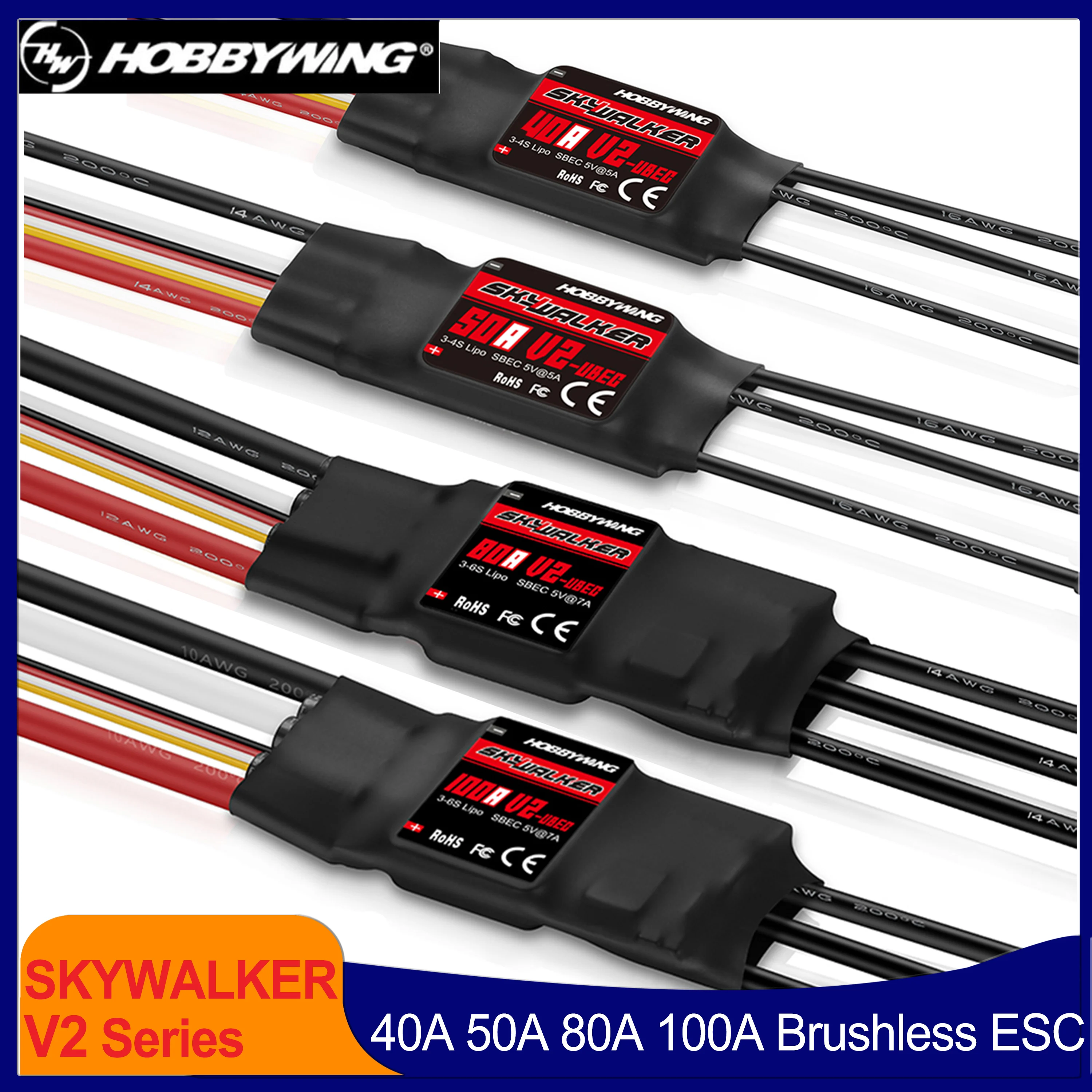 

Hobbywing Skywalker 20A 30A 40A 50A 60A 80A ESC Speed Controler With UBEC For RC FPV Quadcopter Airplanes Helicopter -ANTENNA