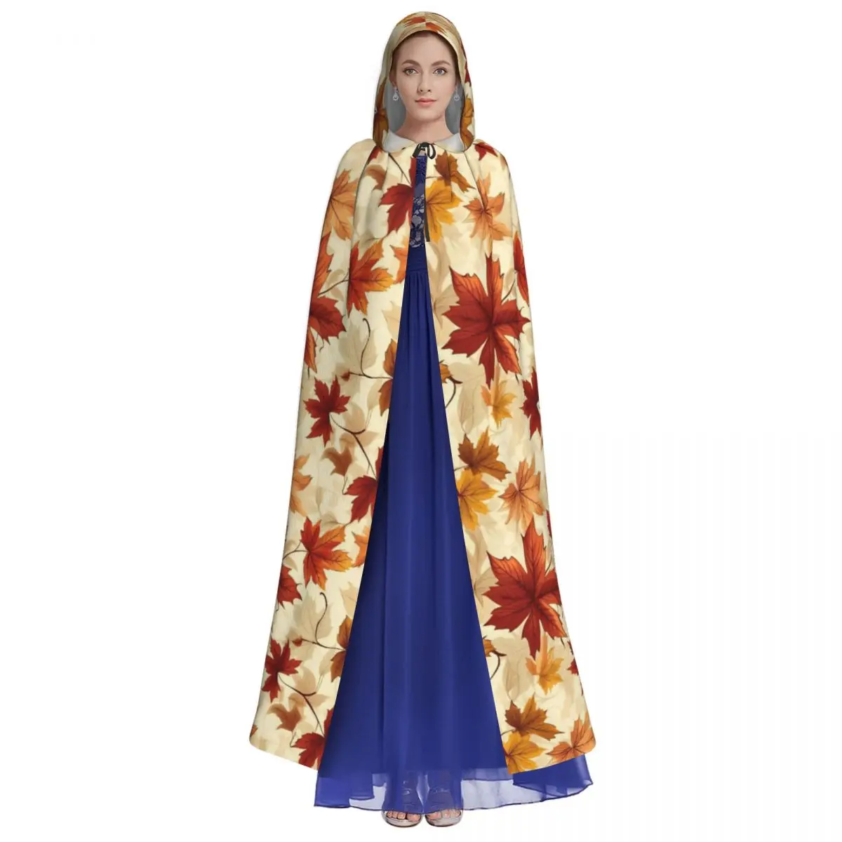 Maple Fallen Leaves Hooded Cloak Autumn Leaf Aldult Cape Unique Costume Party Accessory