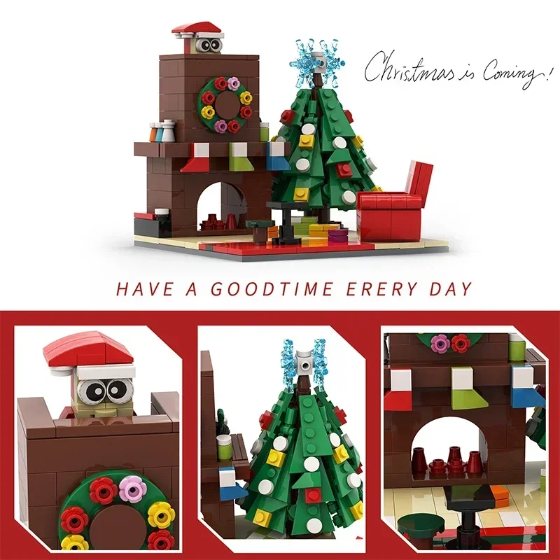 Casa de la película MOC de pesadilla, cabaña navideña de invierno, bloques de construcción del país de las Maravillas, modelo de Casa Encantada, juguetes para niños