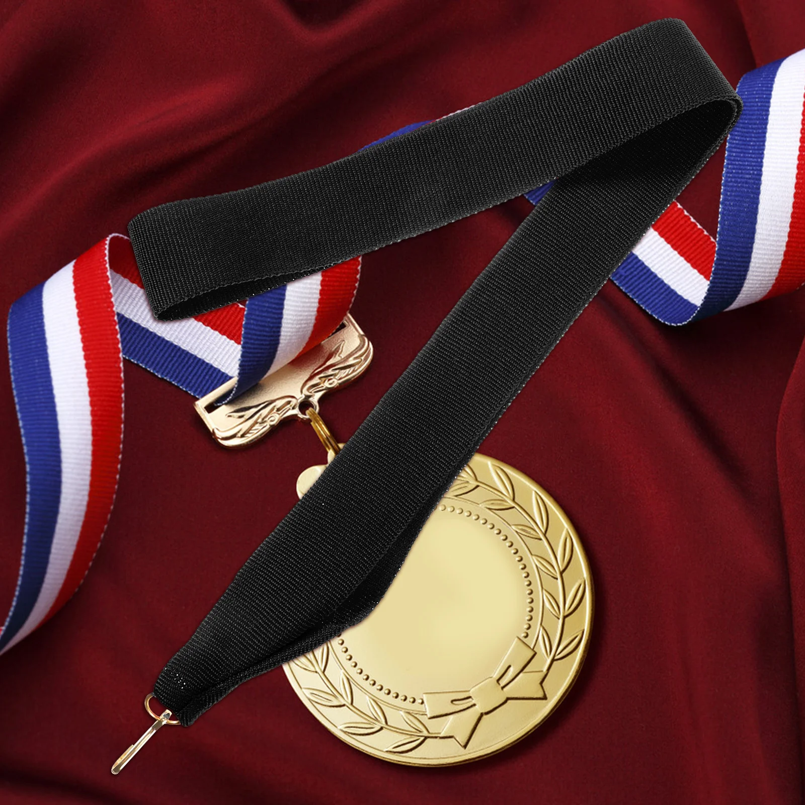 Medal Neck Ribbons Lanyard Sports Meeting Multifunction with Clips Black Polyester Party