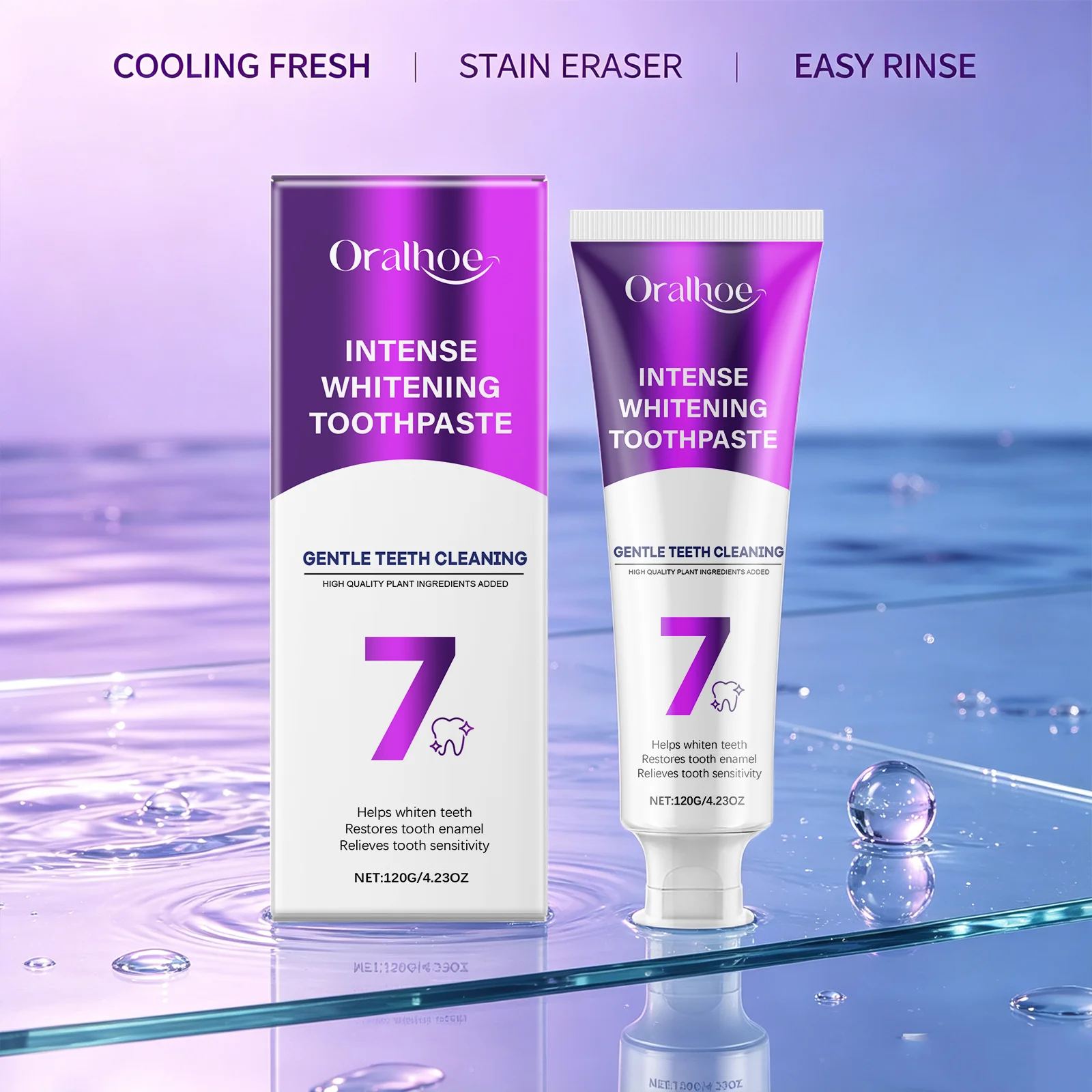 Oralhoe Brighten Teeth Whitening Toothpaste Yellow Stain Remover Enamel Care Tooth Sensitivity Relief Gum Care Mint Toothpaste 