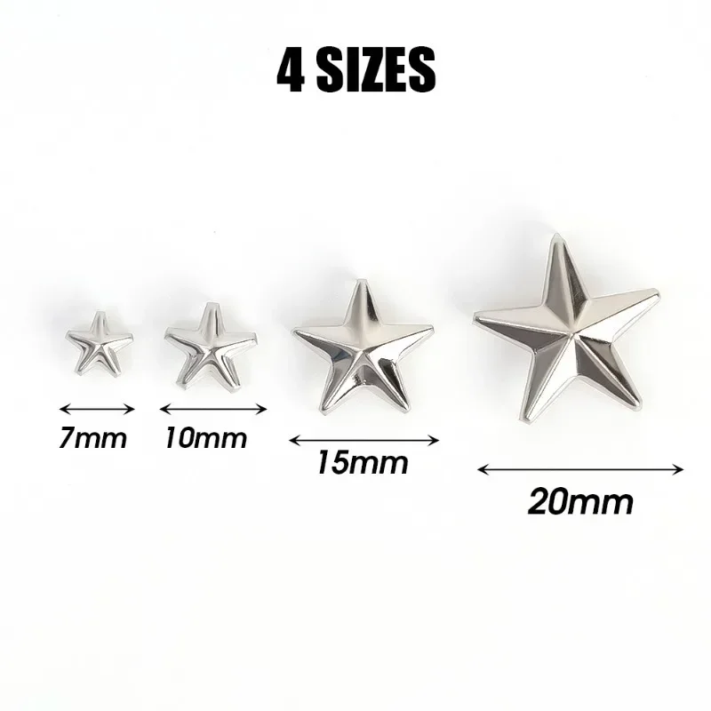 10/100PCS Star Rivets Metal Craft Claw Rivet Rock Punk Garment Leather Sewing DIY Decor Shoes Hat Belt Rivets Akcesoria do paznokci