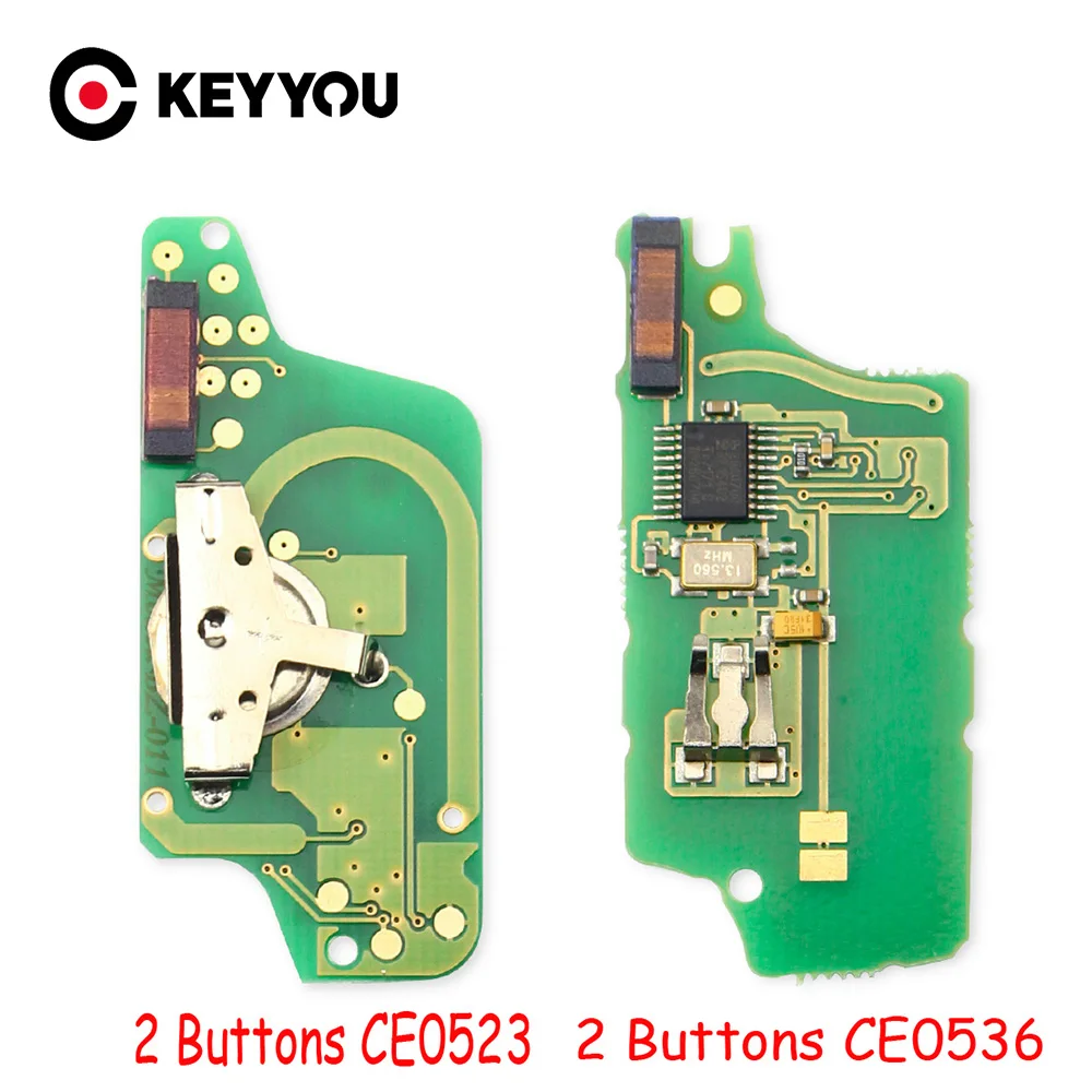 

KEYYOU For Peugeot 207 208 307 308 408 CITROEN C2 C3 C4 C5 ASK Car Remote Key Electronic Circuit Board 2 Button CE0523 Ce0536