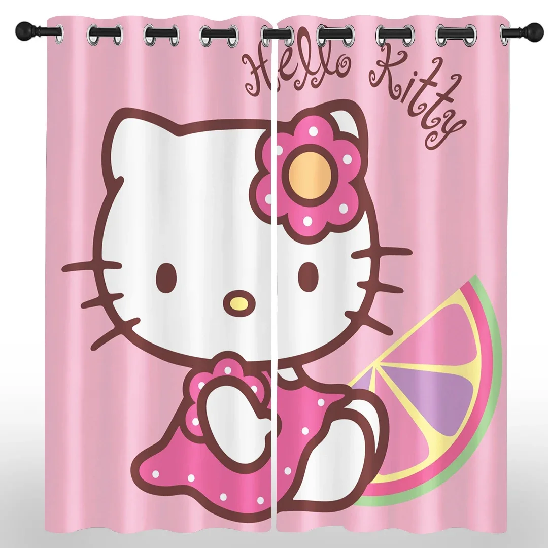 Custom Hello Kitty Sanrio Curtain Home Cartoon 3D Print Polyester Love Girl Window Shadin Blackout Bedroom Living Room Style