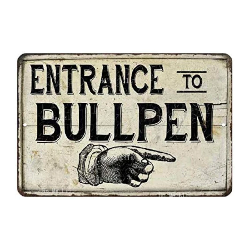 Entrance To Bullpen Sign Vintage Baseball Decor Signs Wall Decorations Room Art Tin Plaque Gift Finish Metal