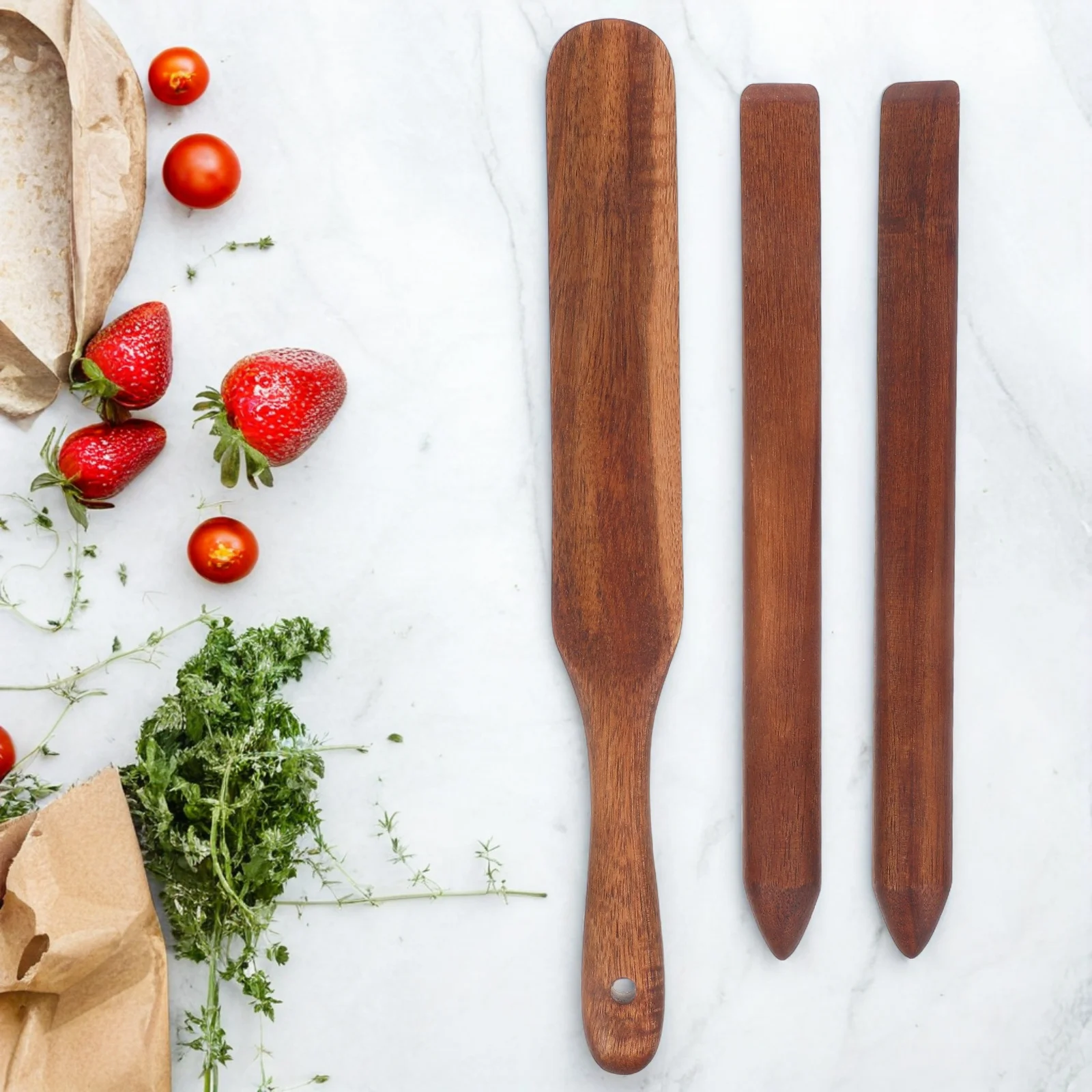 

3 Pcs Acacia Wood Stirring Bar Sourdough Starter Stick Spatula Yeast Utensils Mixing Spoon for
