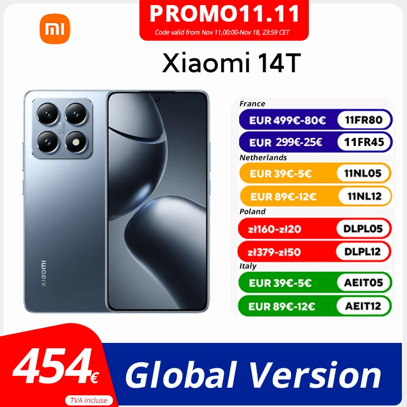 Global Version Xiaomi 14T 5G 256GB 512GB MTK Dimensity 8300-Ultra 144Hz AMOLED Display 50MP Leica Camera 67W HyperCharge 5000mAh