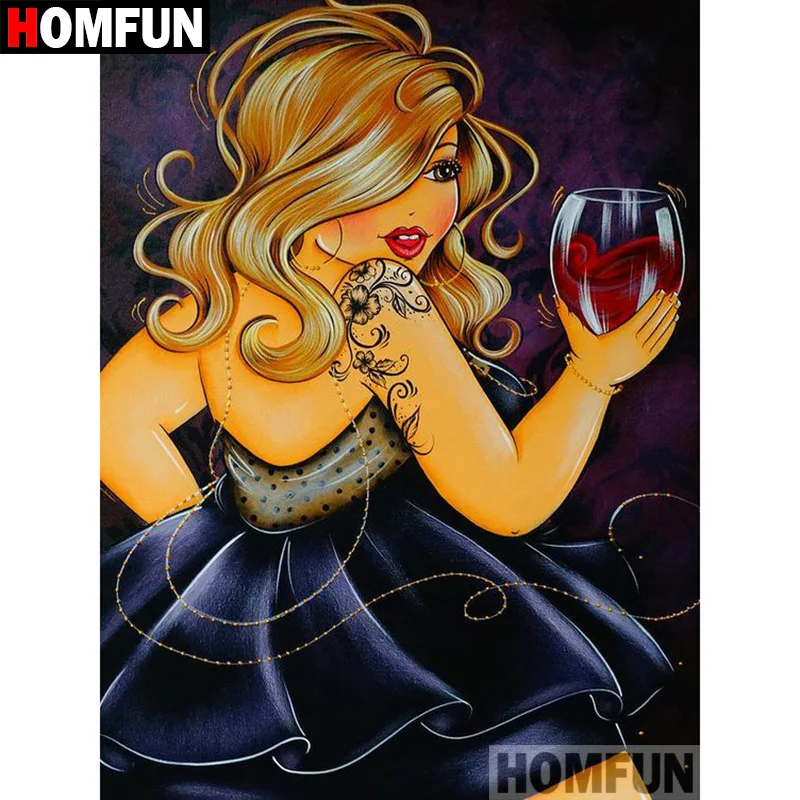 

HOMFUN 5D DIY Diamond Painting Full Square/Round Drill "Cartoon fat woman" Embroidery Cross Stitch Mosaic Home Decor Gift A09426