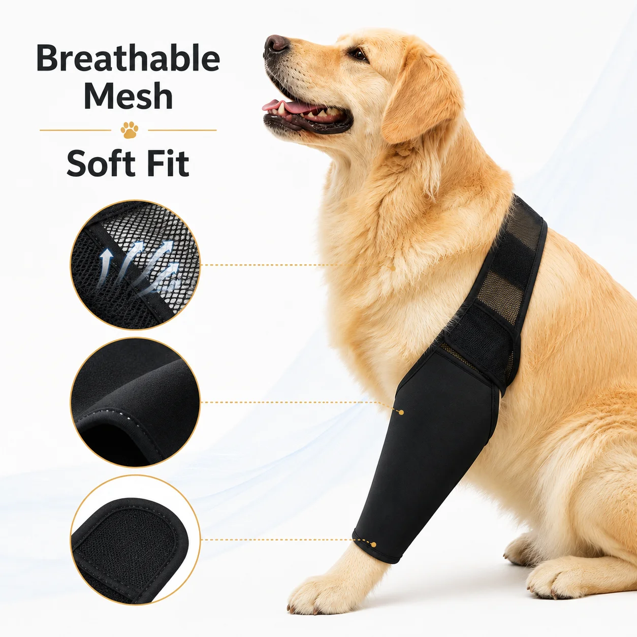 Dog Front Leg Protector Breathable Pet Recovery Sleeve Adjustable Anti Licking Elbow Guard Wound Protection Brace for Medium Lar view 3
