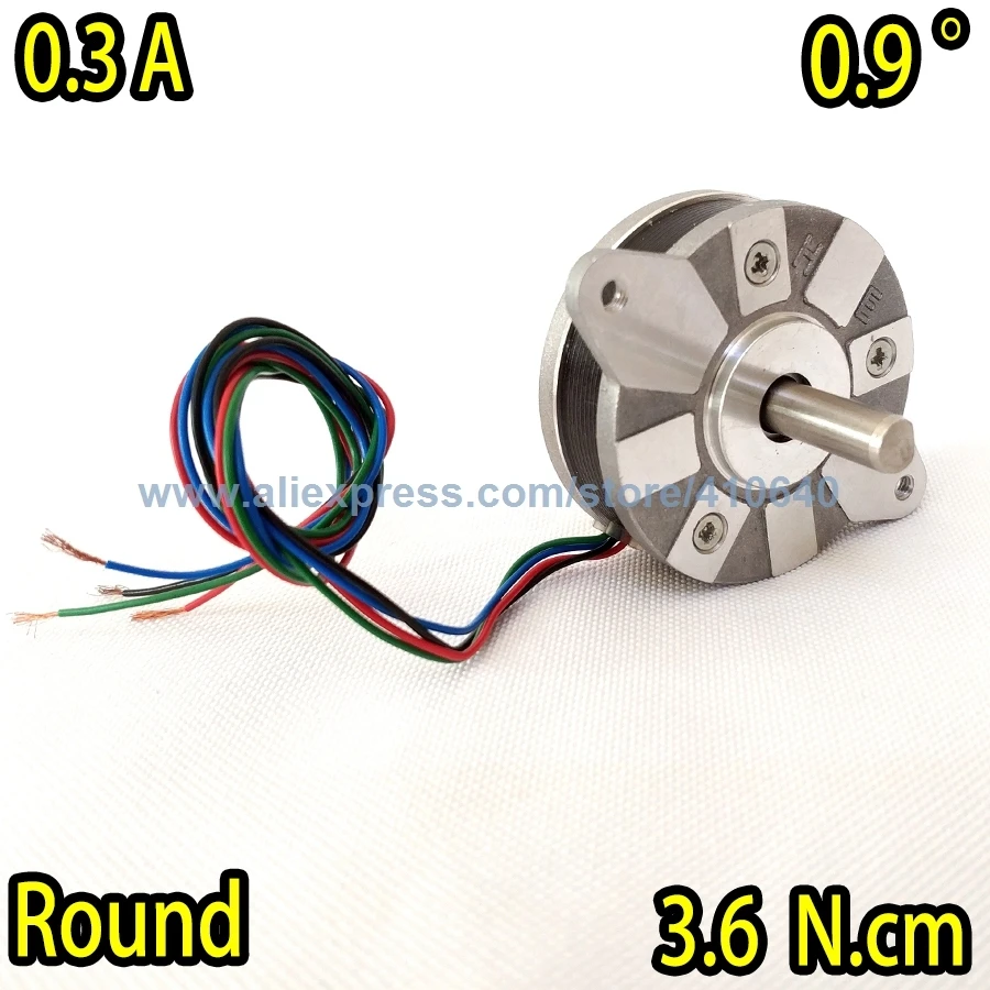 Free Shipping Round Nema14 Stepper motor 14HR05-0304S with 0.9 degree 0.3 A 3.6 N.cm with 4 wires WITHOUT Gear Shaft