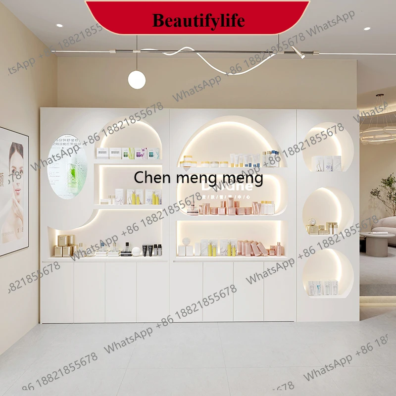 

F185 Скандинавский элитный косметический шкаф-витрина, современный минималистичный стеллаж для салонов красоты, полка для уходовой косметики, мебель для салонов, креативный дизайн