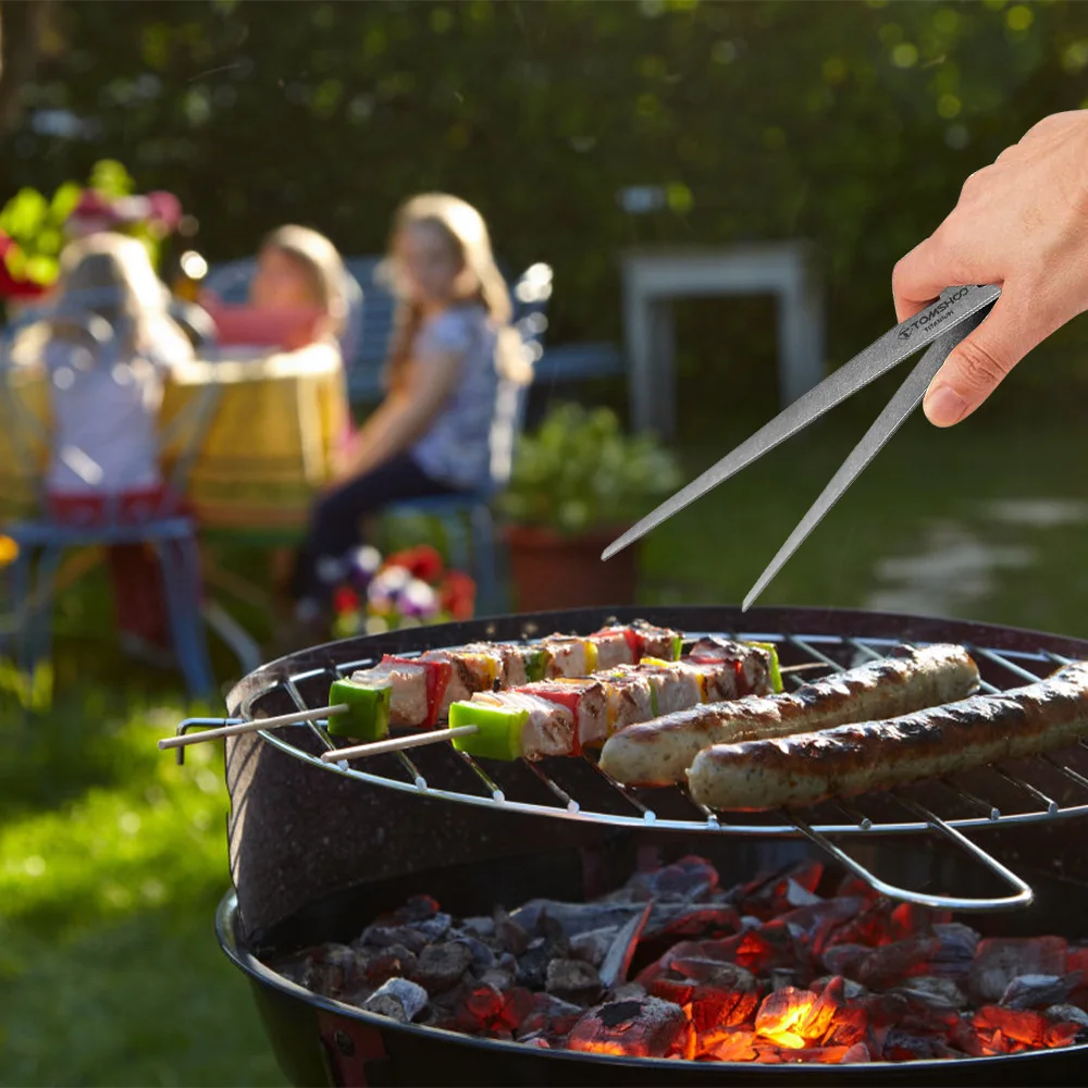 Uniwersalne szczypce potrawy z grilla do gotowania Camping Ti Metal szczypce do chleba wymienne przenośne zdrowe i przyjazne dla środowiska pałeczki