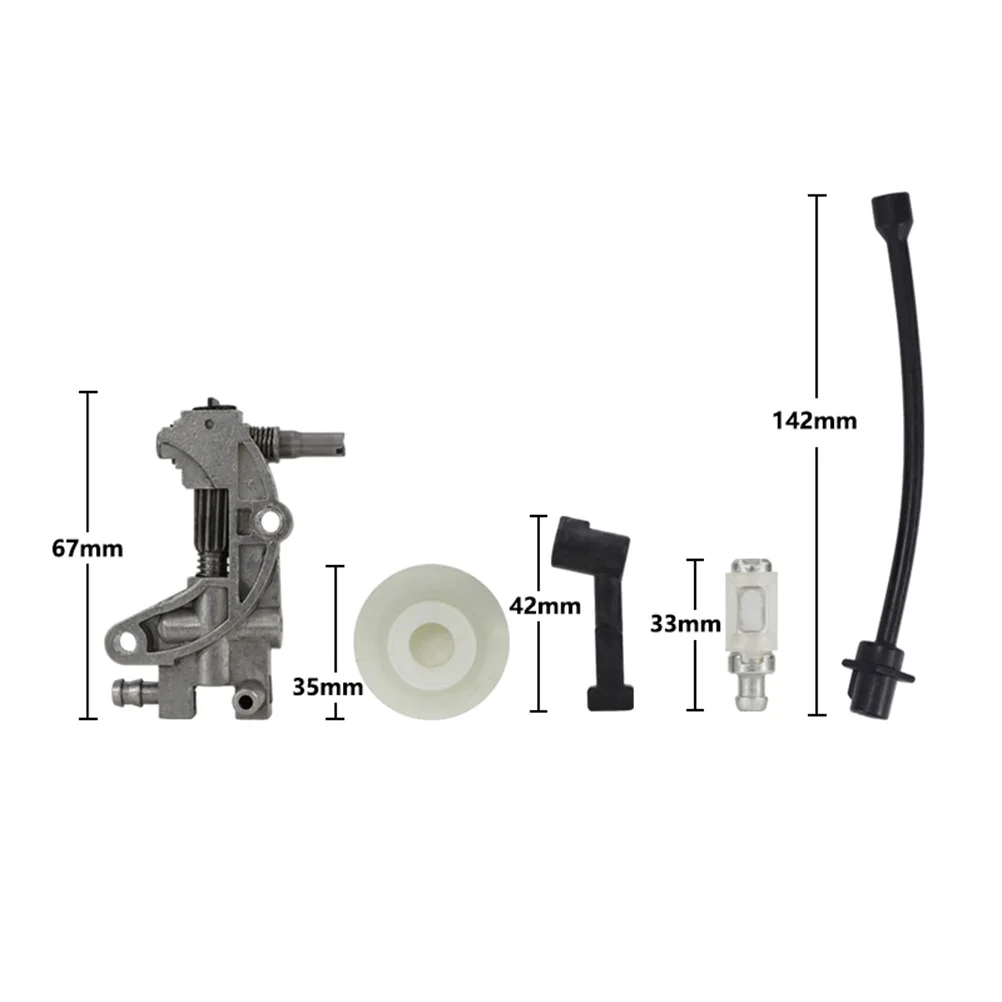 

1Set Chain Saw Replacement Parts Oil Pump Filter Pipe Nozzle Turbine Durable Easy Install Chain Accessories