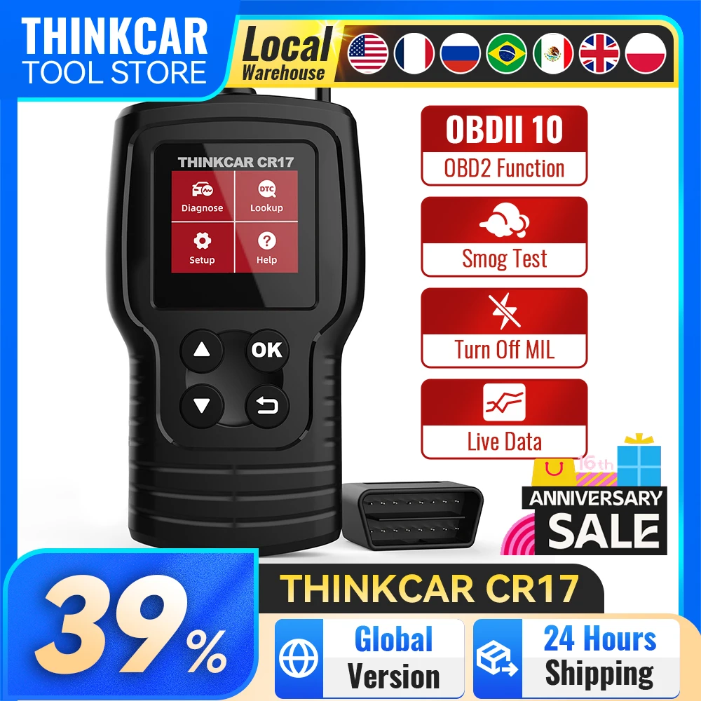 Escáner OBD2 THINKCAR THINKOBD CR17, Lector de Códigos de Error del Motor, Búsqueda de DTC, Herramienta de Diagnóstico Thinkcar 2025, Actualización Gratuita de por Vida