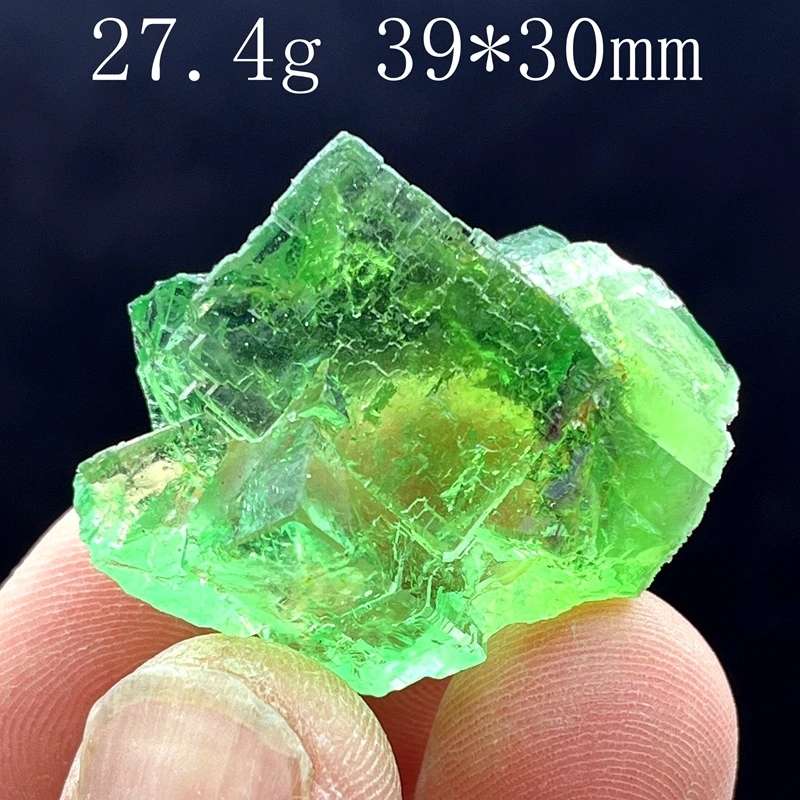 100% natural Chinese hu nan Xianghualing blue-green vitreous transparent fluorescent rock sample calcite healing crystal