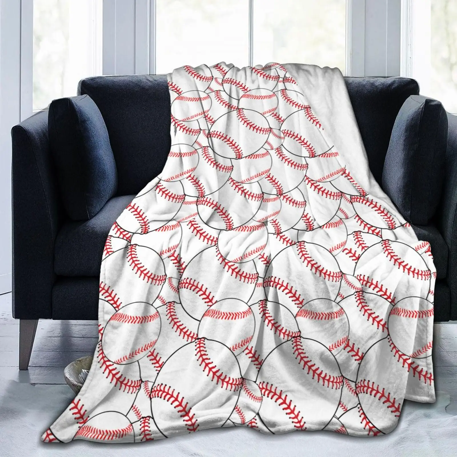 Baseball Blanket Fleece Flannel Throw Blanket Gift for Boys Girls,Soft Warm Plush Blanket for Couch Bed Sofa Office Car Decor