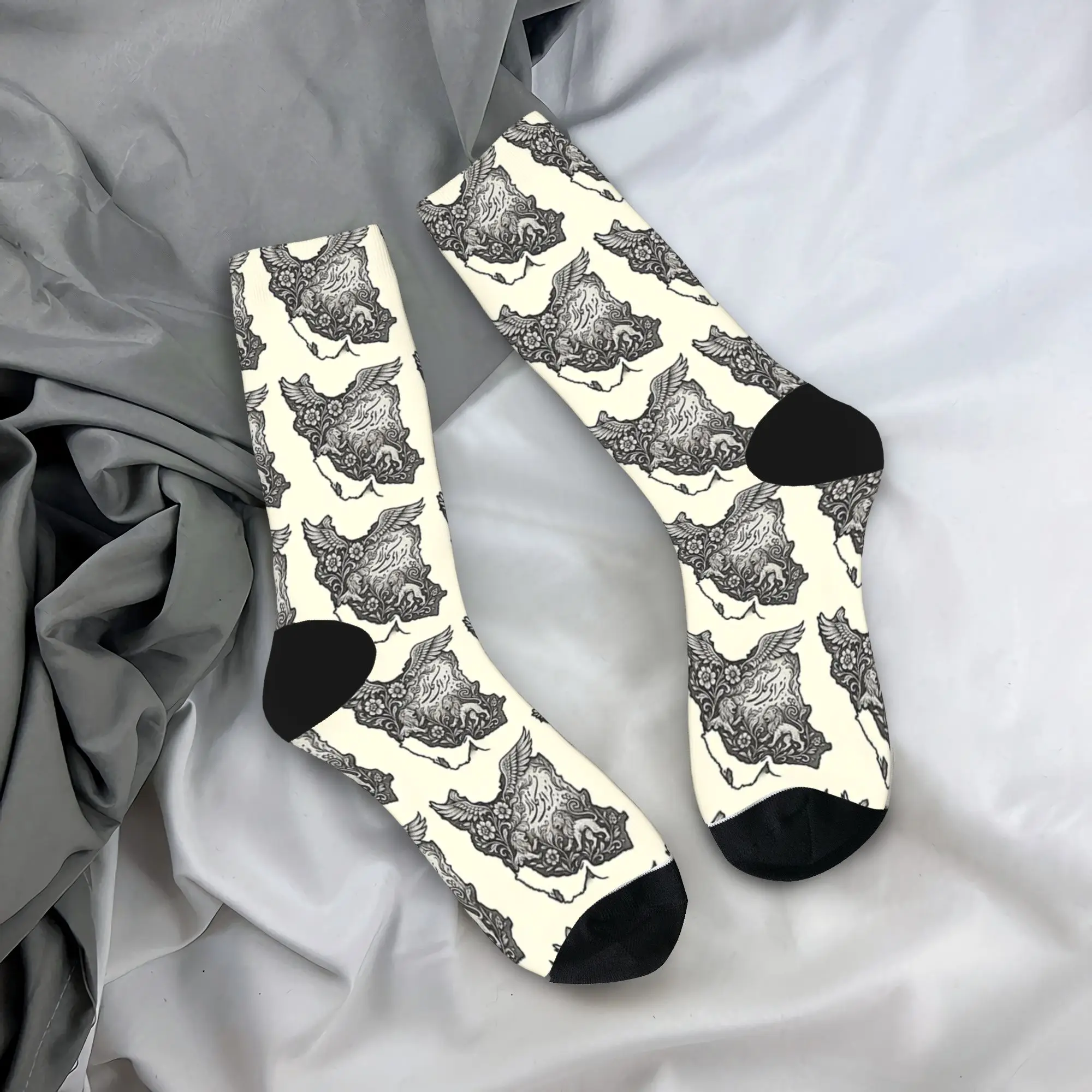 

Lions Wings Poetry The Map of Iran Socks Anti Skid Stockings Men Medium Soft Skateboard Socks Winter Casual Custom Socks