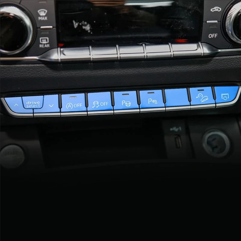 Aluminum Alloy Stickers Car Console Function Selection Buttons Cover Sequins Trim For Audi Q5 FY 2018-2022 Interior Accessories