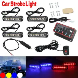 Car Front Grille Strobe Police Lights Flash Warning Lamp Red Blue Yellow For Trailer Truck Emergency Flasher Signal Lighting