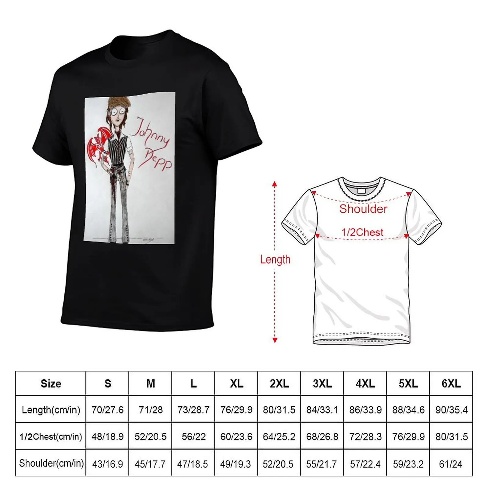 Johnny Depp T-Shirt Large Size Casual Short Sleeve Top