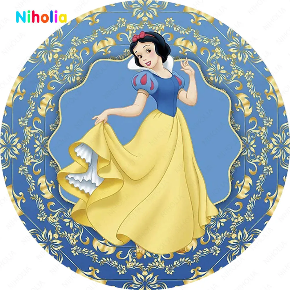 Snow White Round Backdrop Cover Kids Birthday Decoration Party Photo Photography Background Baby Shower Studio Prop