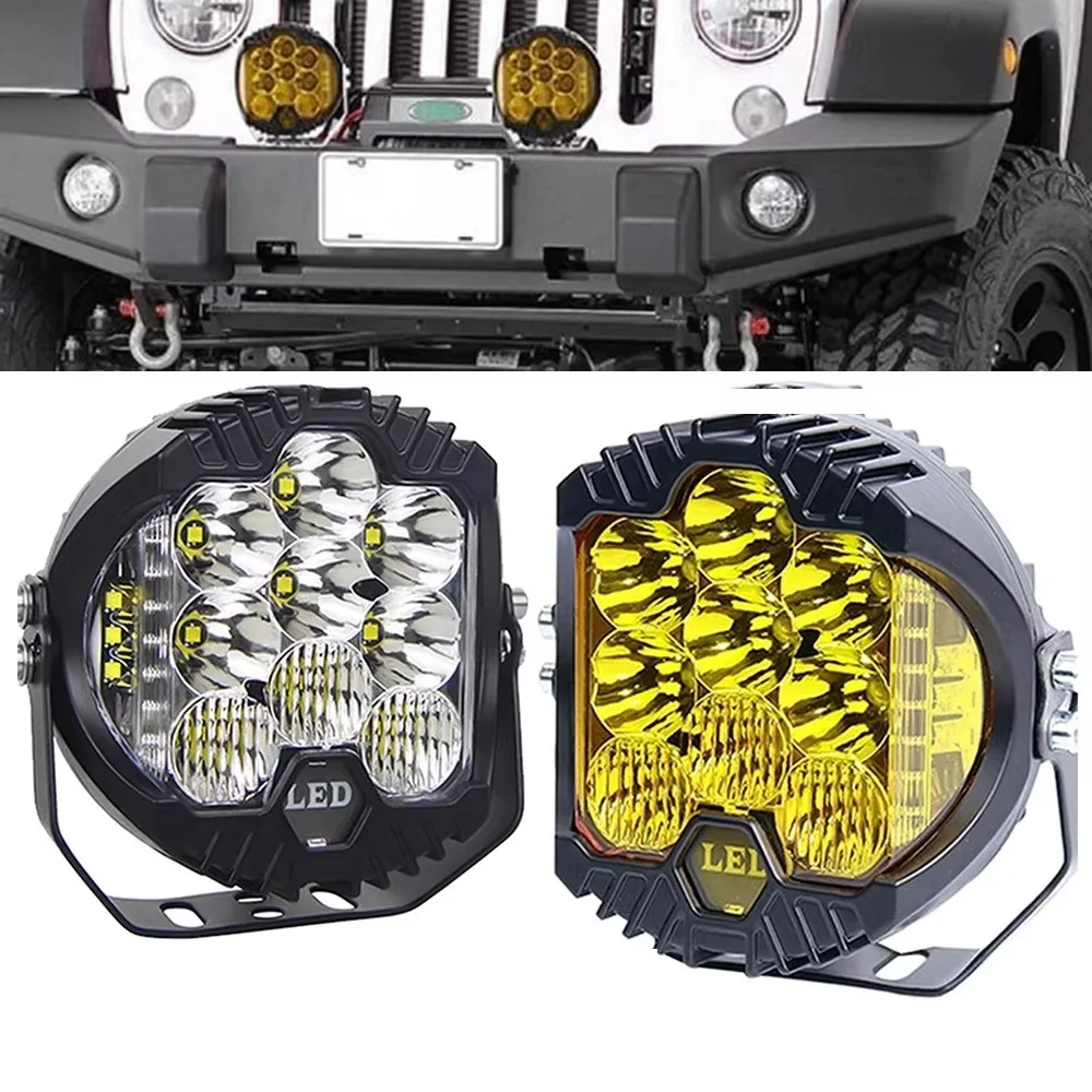 

7'' 5" 3" LED Fog Round Driving Light High Power Side Shoot Combo Work light Car Truck jeep 7inch led offroad yellow spotlight