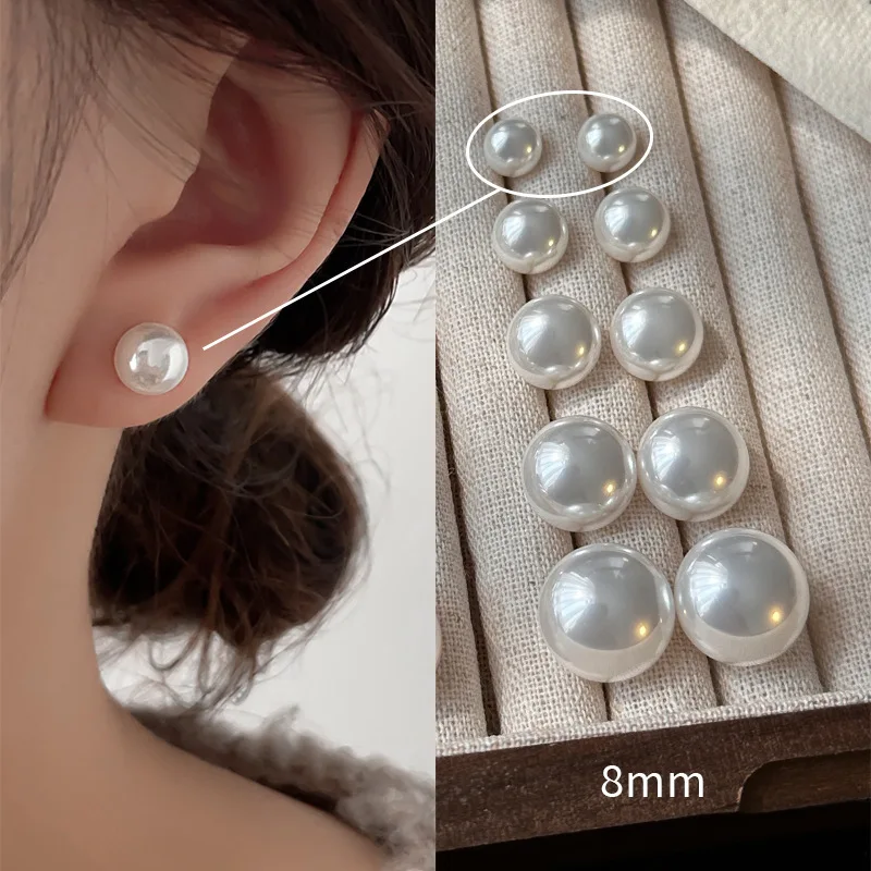 Pearl Stud Earrings Gift for Her S925 Silver Pink Lustre Pearl Earrings Elegant Minimalist Daily Wear Women Jewelry