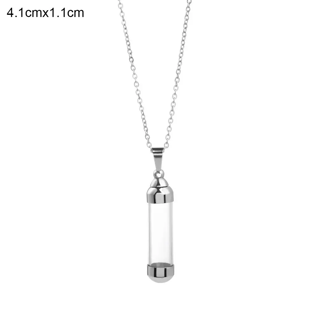 DIY Jewellery For Ash Sand Steel Chain Glass Vial  Perfume Jars Wishing Bottle Pendant Lucky Charm