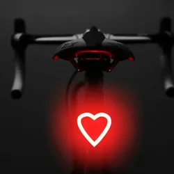 Bike Rear Light Heart Shape IPX6 Waterproof Bicycle Tail Light LED Outdoor Safety Taillight Cycling Lamp Bicycle Accessories