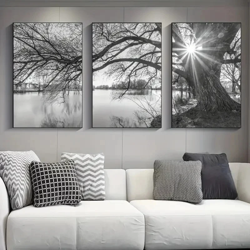 Diy Diamond Painting 3Pcs Big Tree Lake Sunset Landscape Wall Art 5D Full Mosaic Diamond Embroidery Decor Triptych