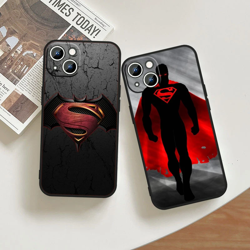 Cool Batman Superman For iPhone 15 14 13 12 11 XS XR X 8 7 6 6S 5 5S Pro Max Plus Black Shockproof Phone Case