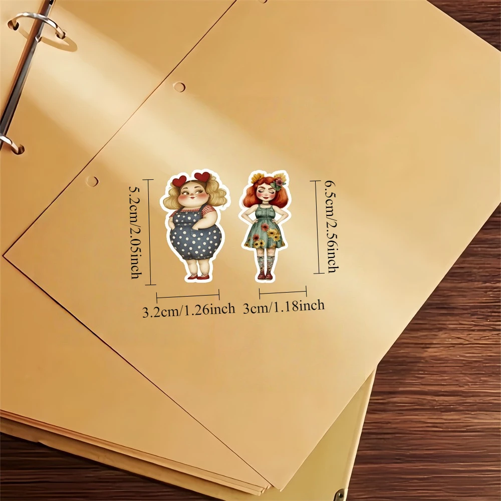 20Pcs Cute Hand Drawn Interesting Amusing Girls Stickers Scrapbooking Decoration Paper Stationery DIY School Supply Vintage