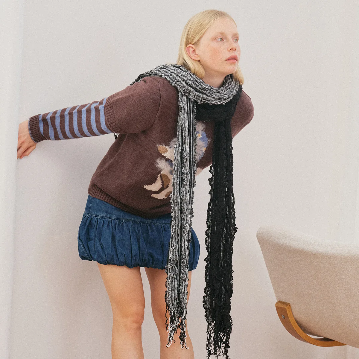 

Original Design Wool Knitted Scarf y2k Vintage Women's Warm and Soft Scarves Tassel Fashion Accessories