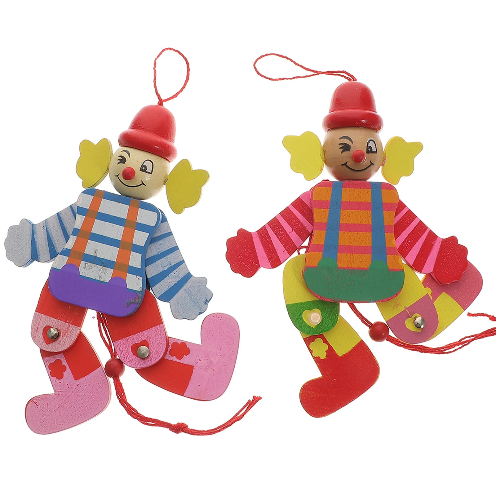 2 Pcs Marionette Puppets Family Reunion Gifts Interactive Toys Clown Medium Hand Wood Cone Funny Child Childrens