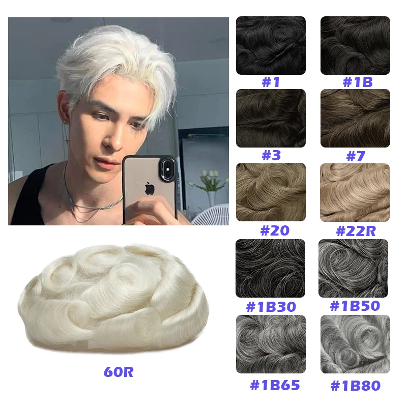 Wig Man Hair Men's capillary Prosthesis Man Toupee Cosplay Wigs for Men Ultra Thin Skin 0.03mm V Loop 90% Density Wig Male