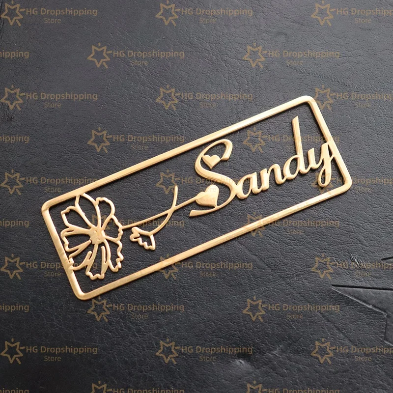 Custom Name Bookmarks Personalized Name Birthday Flower Stainless Steel Bookmarks Student Jewelry Birthday Gifts For Children