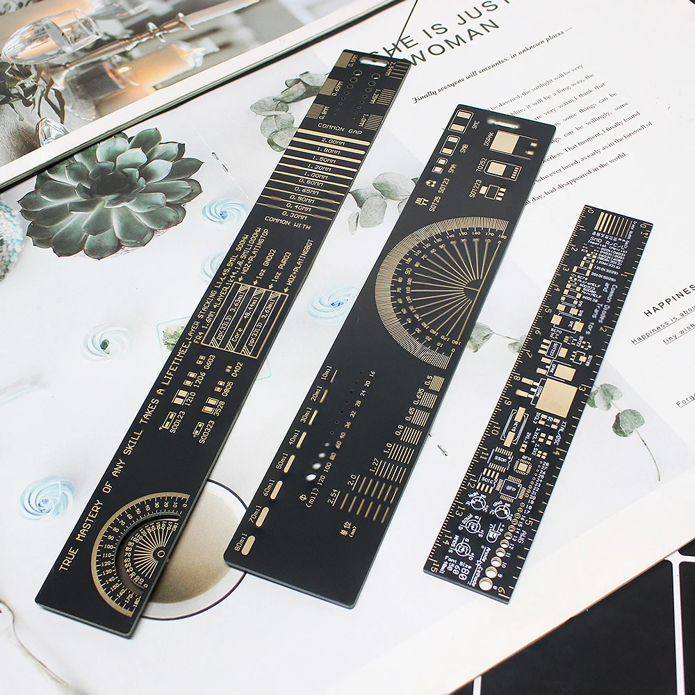 1 Set 3 Type PCB Reference Ruler 15cm 20cm 25cm Multi-functional Measuring Tool Capacitor Chip IC SMD Diode Transistor