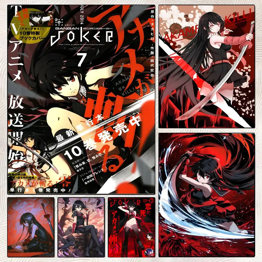 Anime Akame ga Kill Poster Classic Poster HD Art Sticky Wall Waterproof Home Living Room Bedroom  Aesthetic Decoration