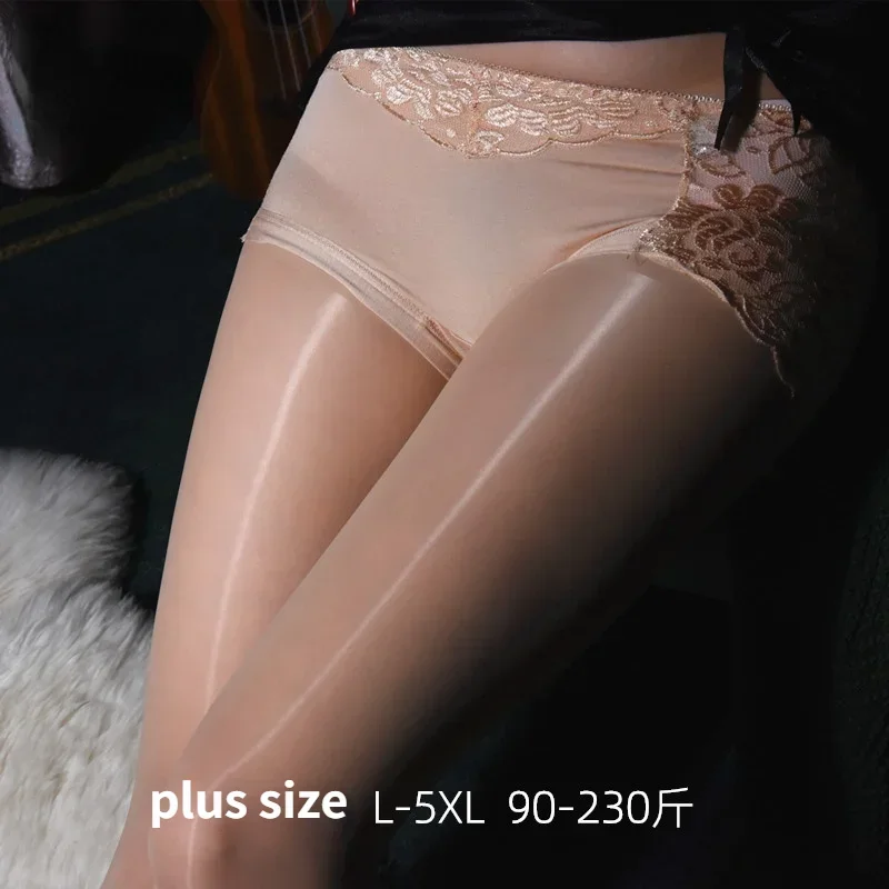 เซ็กซี่ 2 in I ถุงน่องลูกไม้ Lady Legging PLUS ขนาดโปร่งใส Crotchless Hollow Pantyhose ปาร์ตี้คลับ Sex สนุก POLE Dance SM เกม