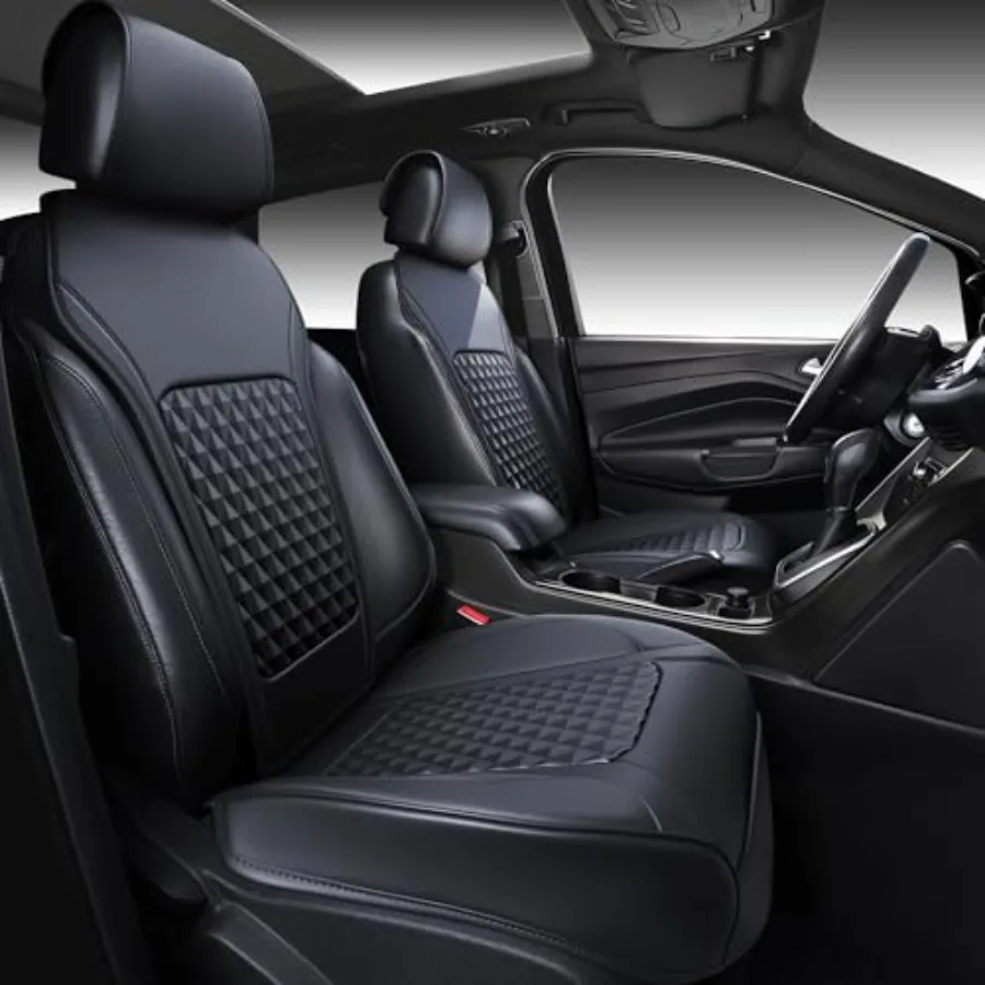 

Комплект из 2 чехлов для передних сидений автомобиля, кожаные, с эффектом памяти, водонепроницаемые, универсальные, подходят для легковых автомобилей, внедорожников, грузовиков и большинства транспортных средств, 3D F