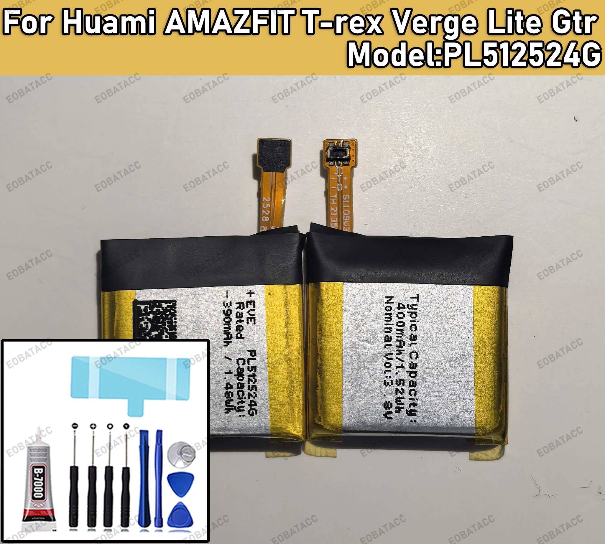 

Brand New PL512524G PL502524V Battery For Huami Amazfit Tyrannosaurus T-rex Pro Verge Lite A1918 A1801 A1808 Battery