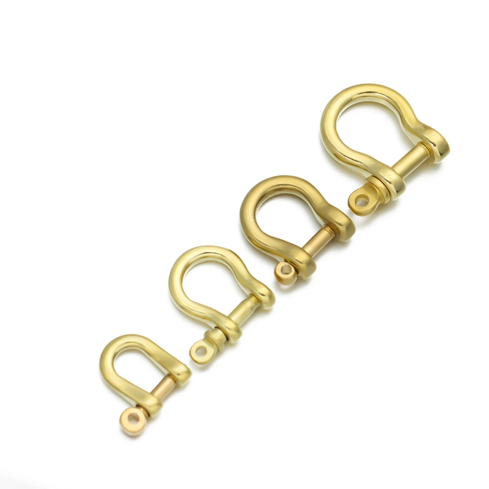 High Quality Shackle Fob Buckles Solid Brass Carabiner D Bow Staples Keychain Hook Key Ring