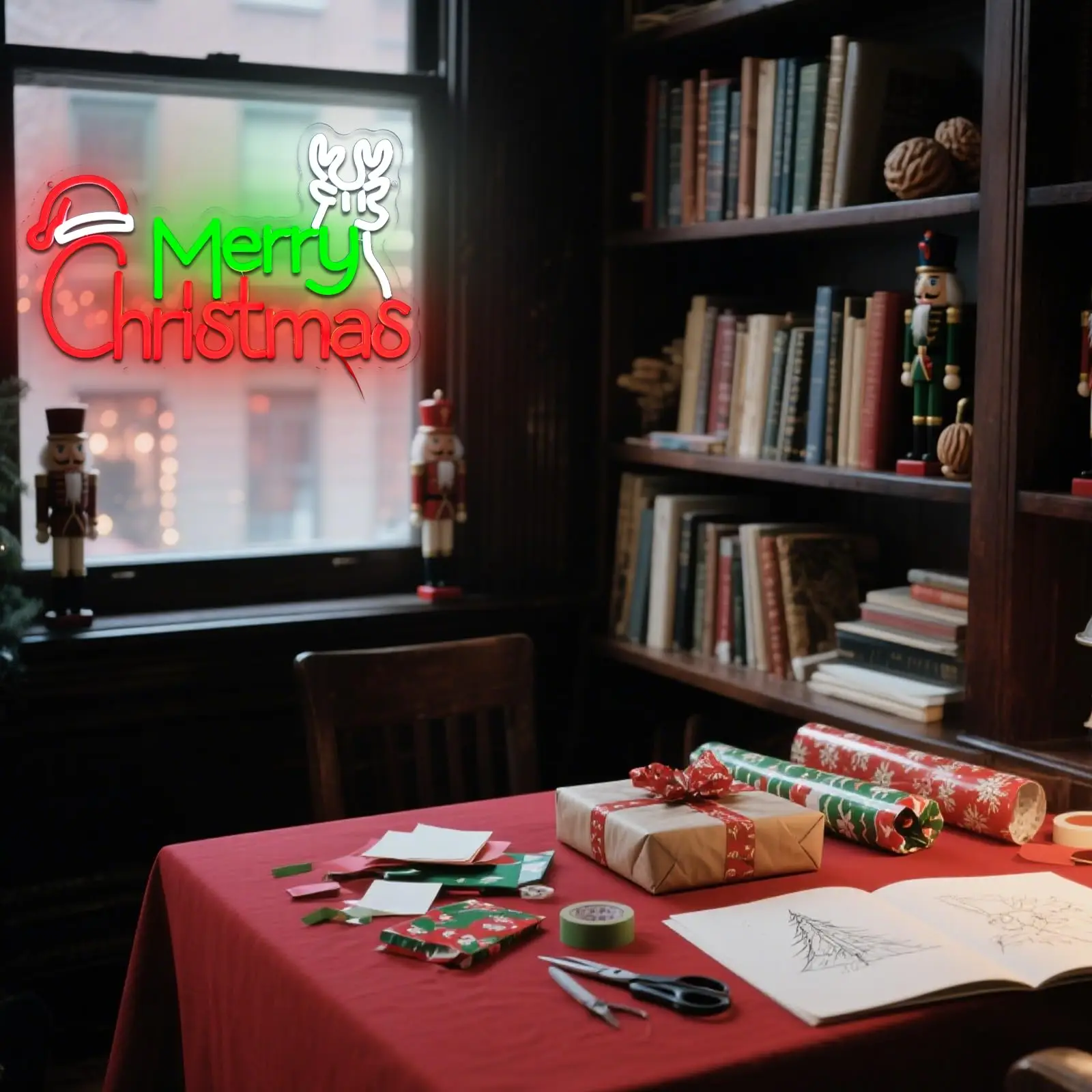 メリークリスマス サンタ帽子 ネオンサイン 調光可能 クリスマス エルク LEDサイン 壁飾り 寝室 自宅 マンケイブ バー クラブ 新年パーティー用